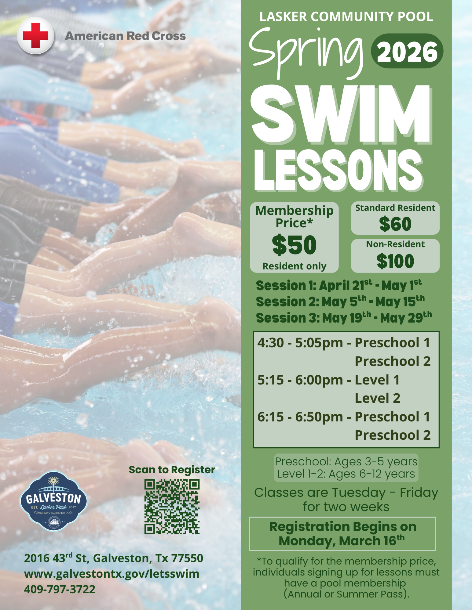 spring swim lessons flyer 2026 